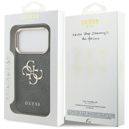 Husa pentru Apple iPhone 17 Pro, Guess, Big 4G Logo Classic, Neagra Aurie