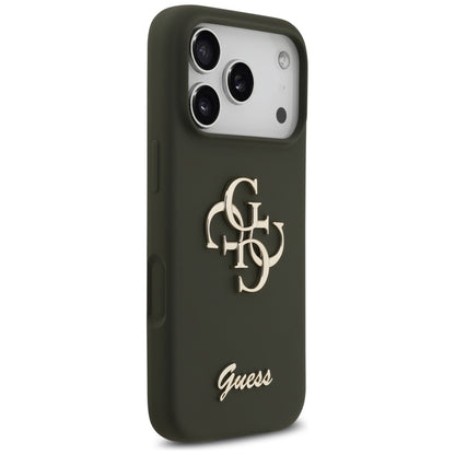 Husa pentru Apple iPhone 17 Pro, Guess, Big 4G Script, Kaki