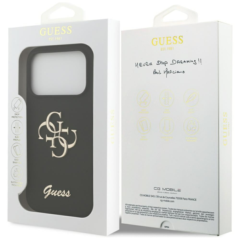 Husa pentru Apple iPhone 17 Pro, Guess, Big 4G Script, Neagra