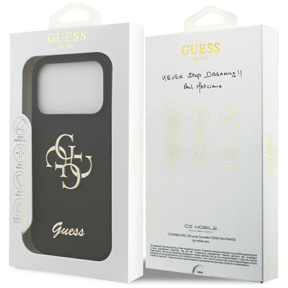 Husa pentru Apple iPhone 17 Pro, Guess, Big 4G Script, Neagra