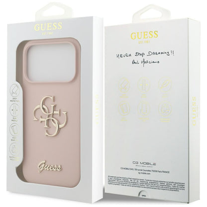 Husa pentru Apple iPhone 17 Pro, Guess, Big 4G Script, Roz Deschis