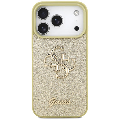 Husa pentru Apple iPhone 17 Pro, Guess, Fixed Glitter Big 4G, Aurie