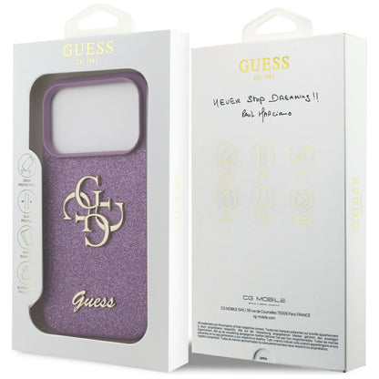 Husa pentru Apple iPhone 17 Pro, Guess, Fixed Glitter Big 4G, Mov