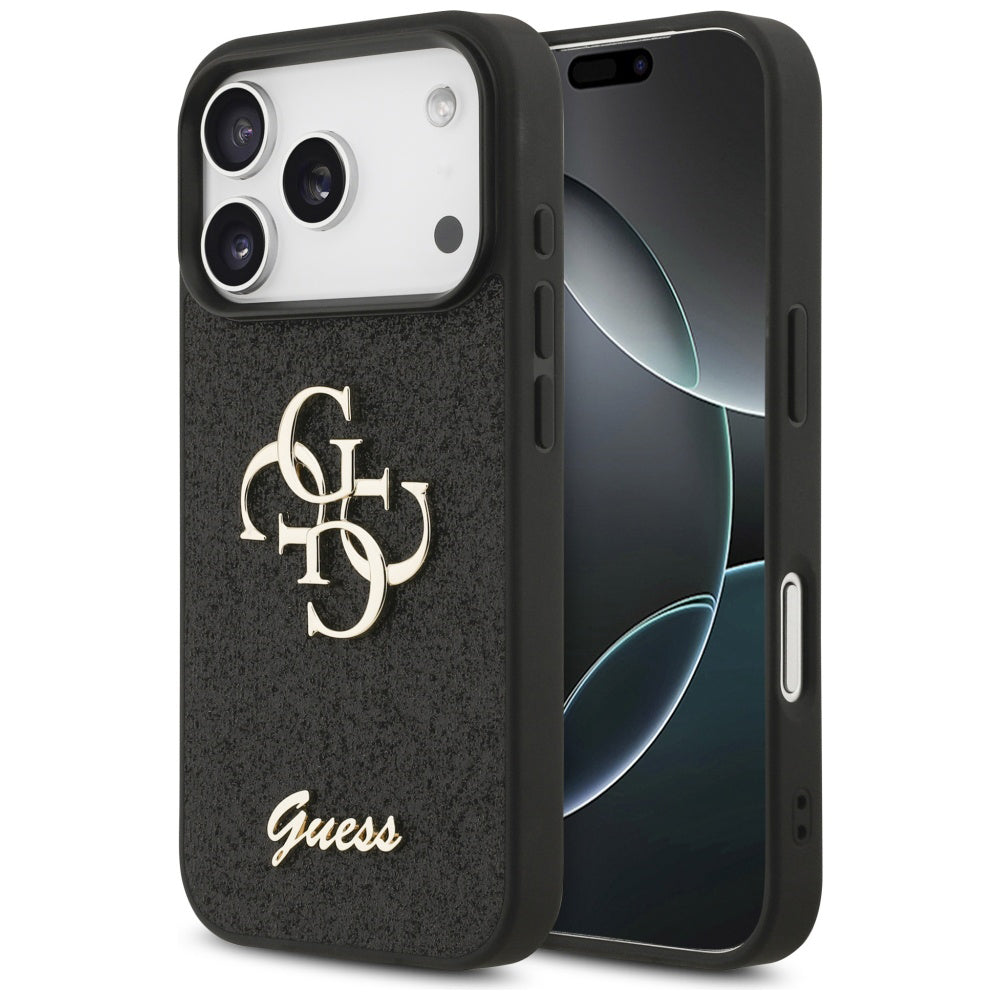 Husa pentru Apple iPhone 17 Pro, Guess, Fixed Glitter Big 4G, Neagra