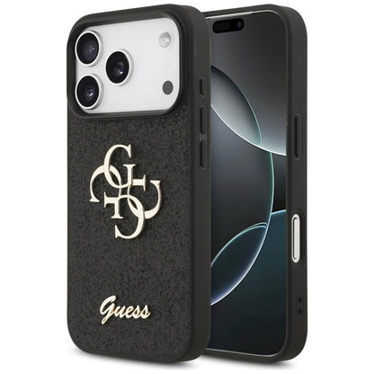 Husa pentru Apple iPhone 17 Pro, Guess, Fixed Glitter Big 4G, Neagra