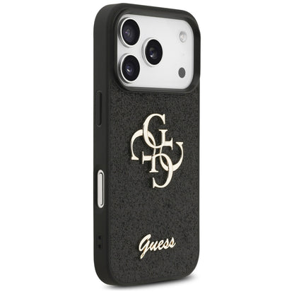 Husa pentru Apple iPhone 17 Pro, Guess, Fixed Glitter Big 4G, Neagra