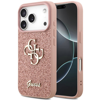 Husa pentru Apple iPhone 17 Pro, Guess, Fixed Glitter Big 4G, Roz