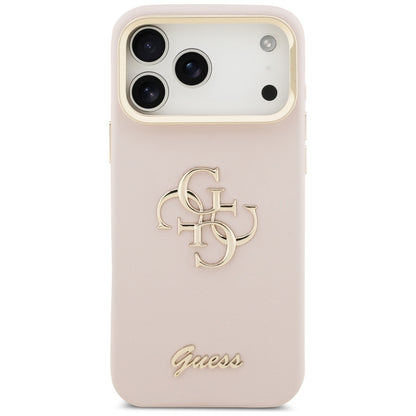Husa pentru Apple iPhone 17 Pro, Guess, Grained Big 4G Stand Camera, Roz