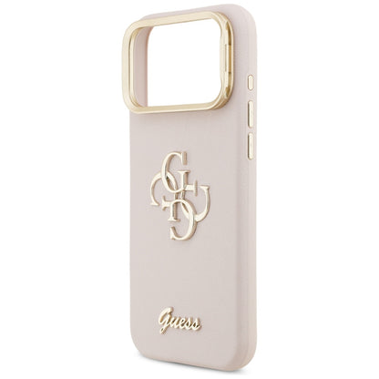 Husa pentru Apple iPhone 17 Pro, Guess, Grained Big 4G Stand Camera, Roz