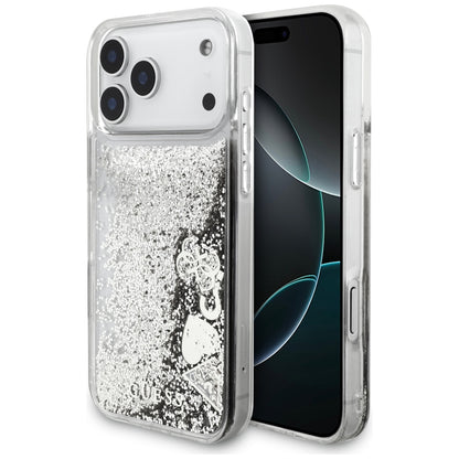 Husa pentru Apple iPhone 17 Pro, Guess, Liquid Glitter Charms, Argintie