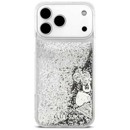 Husa pentru Apple iPhone 17 Pro, Guess, Liquid Glitter Charms, Argintie