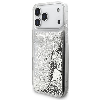 Husa pentru Apple iPhone 17 Pro, Guess, Liquid Glitter Charms, Argintie
