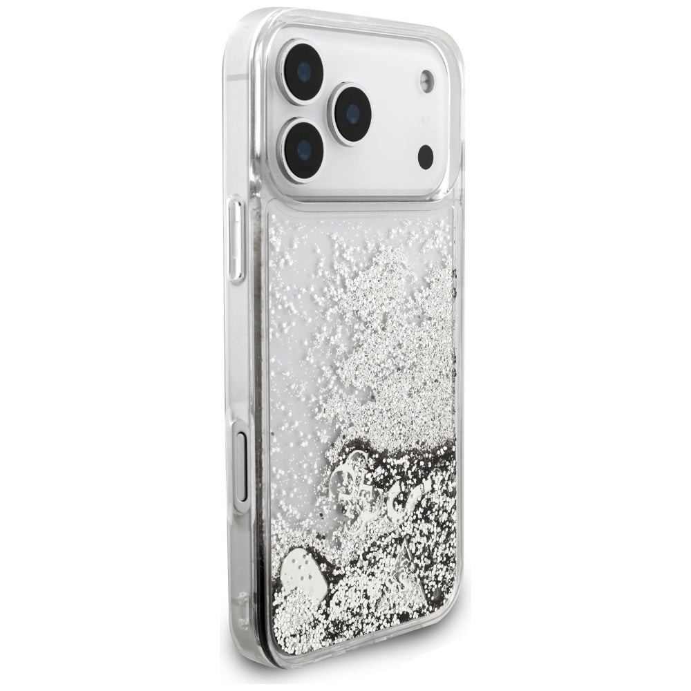 Husa pentru Apple iPhone 17 Pro, Guess, Liquid Glitter Charms, Argintie