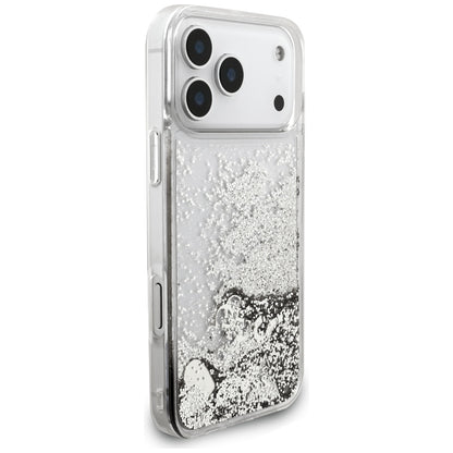 Husa pentru Apple iPhone 17 Pro, Guess, Liquid Glitter Charms, Argintie