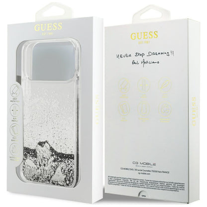 Husa pentru Apple iPhone 17 Pro, Guess, Liquid Glitter Charms, Argintie
