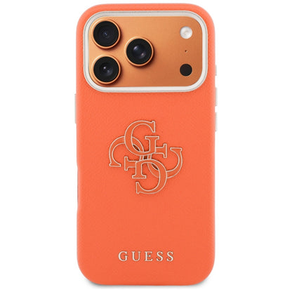 Husa pentru Apple iPhone 17 Pro, Guess, Resin Logo, Portocalie