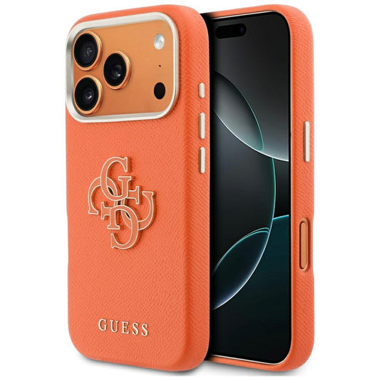 Husa pentru Apple iPhone 17 Pro, Guess, Resin Logo, Portocalie