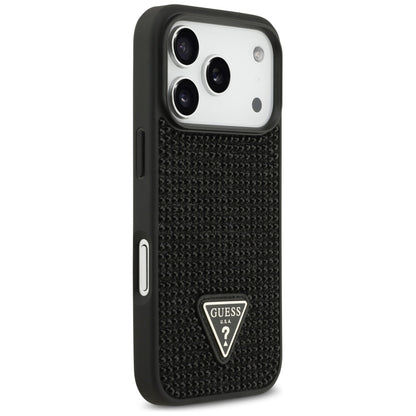 Husa pentru Apple iPhone 17 Pro, Guess, Rhinestone Triangle Logo, Neagra
