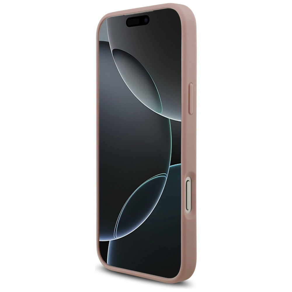 Husa pentru Apple iPhone 17 Pro, Guess, Rhinestone Triangle Logo, Roz