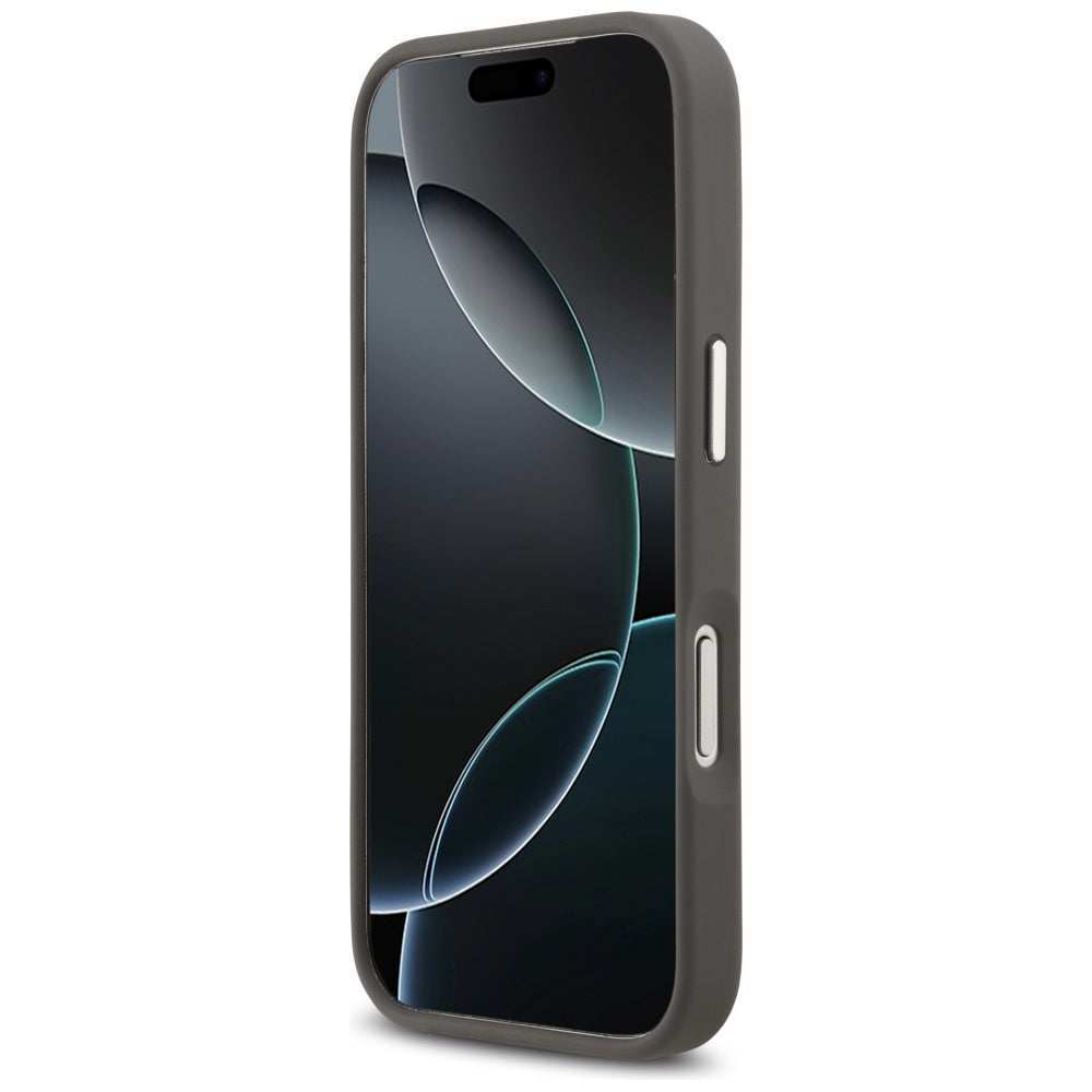 Husa pentru Apple iPhone 17 Pro, Karl Lagerfeld, Grained Karl & Choupette's Heads Pins and Logo, Gri