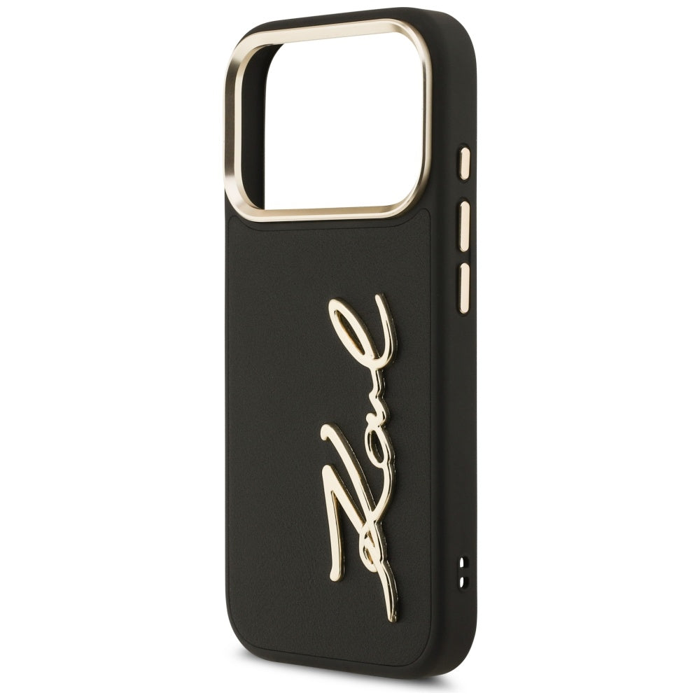 Husa pentru Apple iPhone 17 Pro, Karl Lagerfeld, Script Logo, Neagra