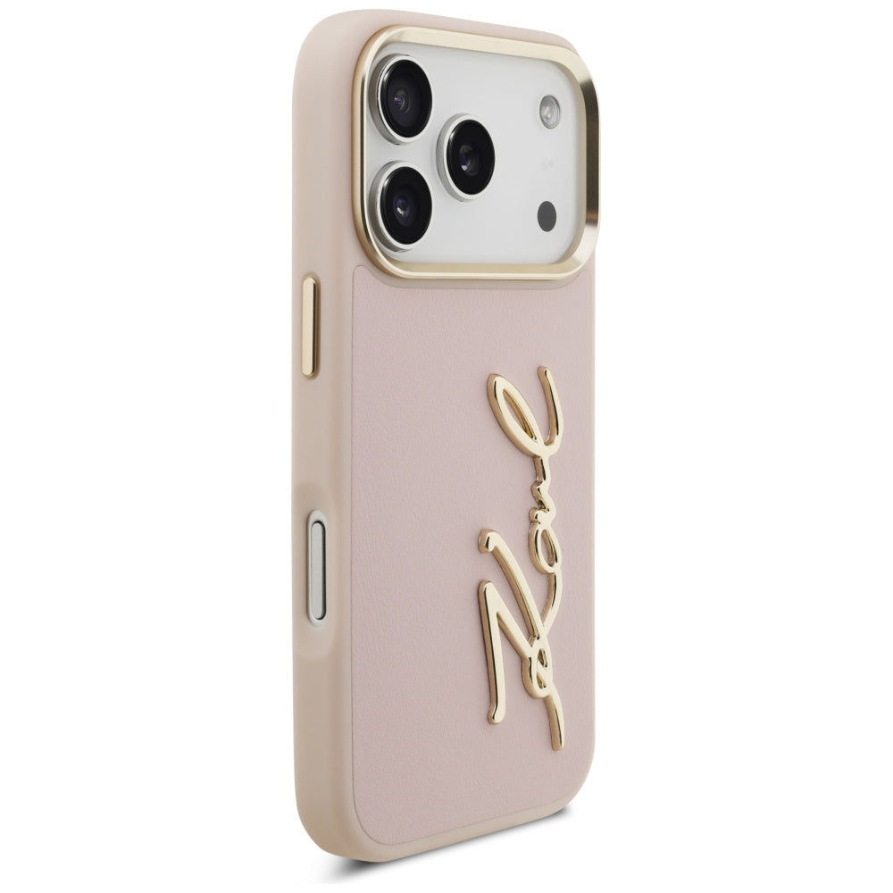 Husa pentru Apple iPhone 17 Pro, Karl Lagerfeld, Script Logo, Roz