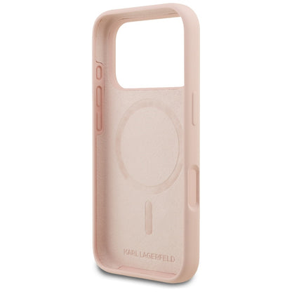 Husa pentru Apple iPhone 17 Pro, Karl Lagerfeld, Sketch and Logo Karl, Roz