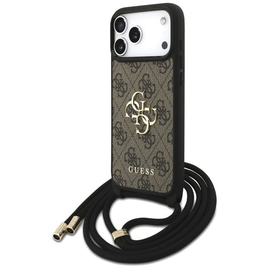 Husa pentru Apple iPhone 17 Pro Max, Guess, 4G CBDY Big Logo with Cord Strap, Maro