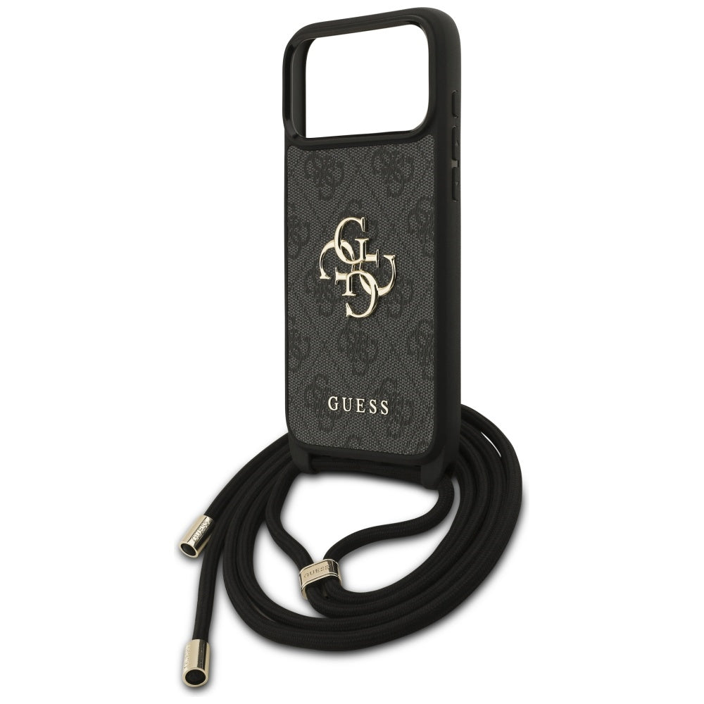 Husa pentru Apple iPhone 17 Pro Max, Guess, 4G CBDY Big Logo with Cord Strap, Neagra