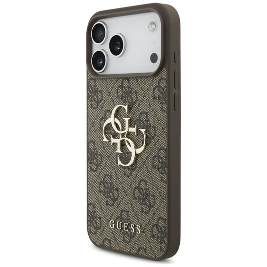 Husa pentru Apple iPhone 17 Pro Max, Guess, 4G Classic Logo with Pearl Strap, Maro