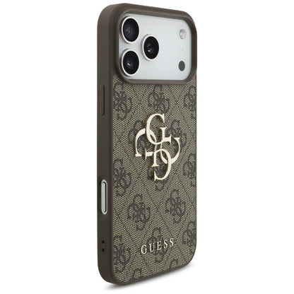Husa pentru Apple iPhone 17 Pro Max, Guess, 4G Classic Logo with Pearl Strap, Maro