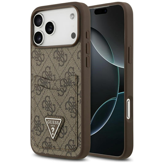 Husa pentru Apple iPhone 17 Pro Max, Guess, 4G Double Card Triangle, Maro