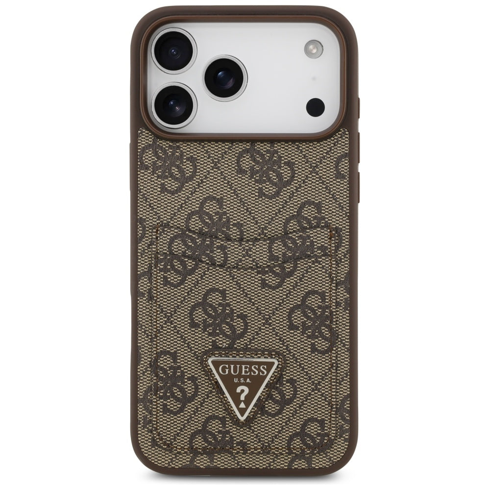 Husa pentru Apple iPhone 17 Pro Max, Guess, 4G Double Card Triangle, Maro