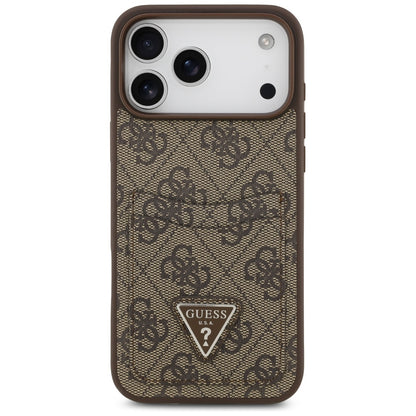 Husa pentru Apple iPhone 17 Pro Max, Guess, 4G Double Card Triangle, Maro