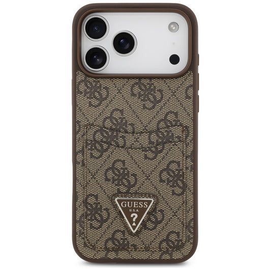 Husa pentru Apple iPhone 17 Pro Max, Guess, 4G Double Card Triangle, Maro