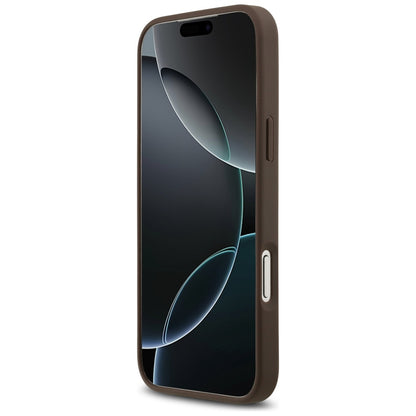 Husa pentru Apple iPhone 17 Pro Max, Guess, 4G Double Card Triangle, Maro