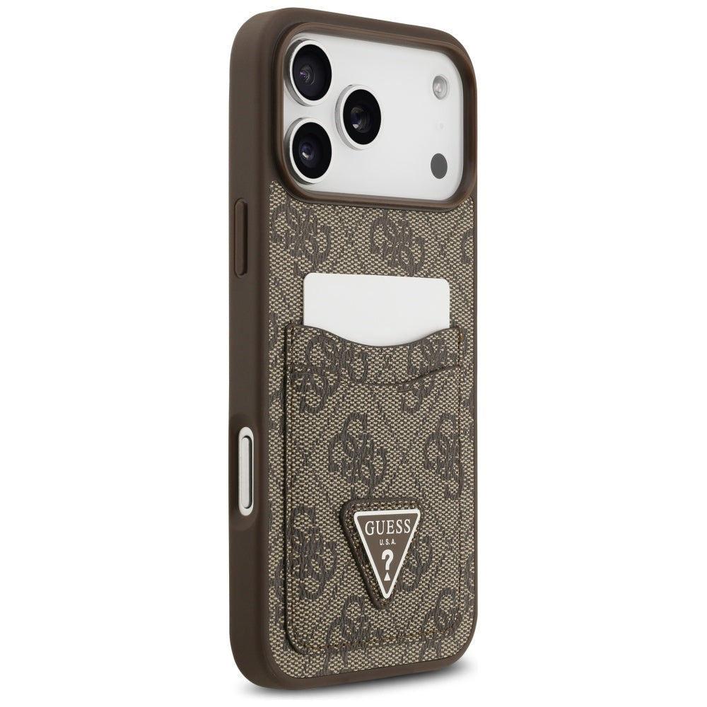 Husa pentru Apple iPhone 17 Pro Max, Guess, 4G Double Card Triangle, Maro