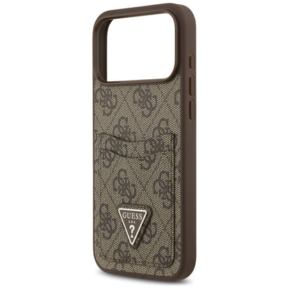 Husa pentru Apple iPhone 17 Pro Max, Guess, 4G Double Card Triangle, Maro