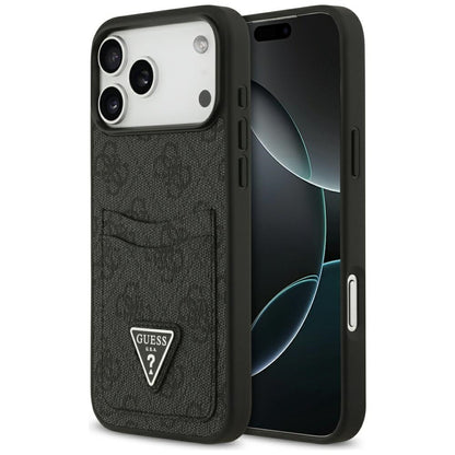 Husa pentru Apple iPhone 17 Pro Max, Guess, 4G Double Card Triangle, Neagra