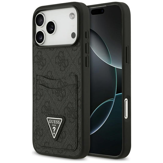 Husa pentru Apple iPhone 17 Pro Max, Guess, 4G Double Card Triangle, Neagra