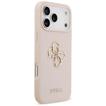 Husa pentru Apple iPhone 17 Pro Max, Guess, 4G Grained Big and Classic Logo, Roz