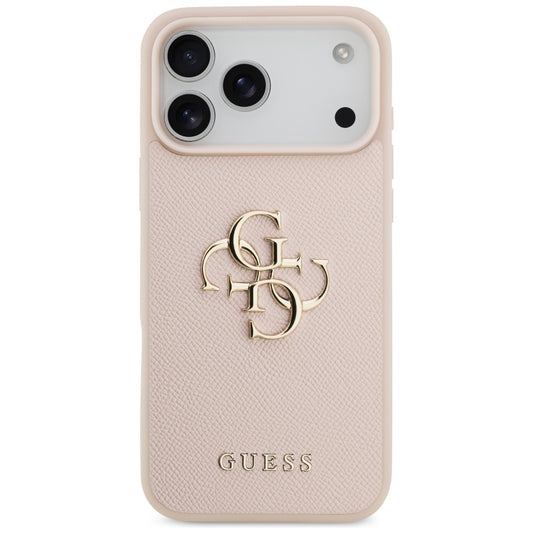 Husa pentru Apple iPhone 17 Pro Max, Guess, 4G Grained Big and Classic Logo, Roz