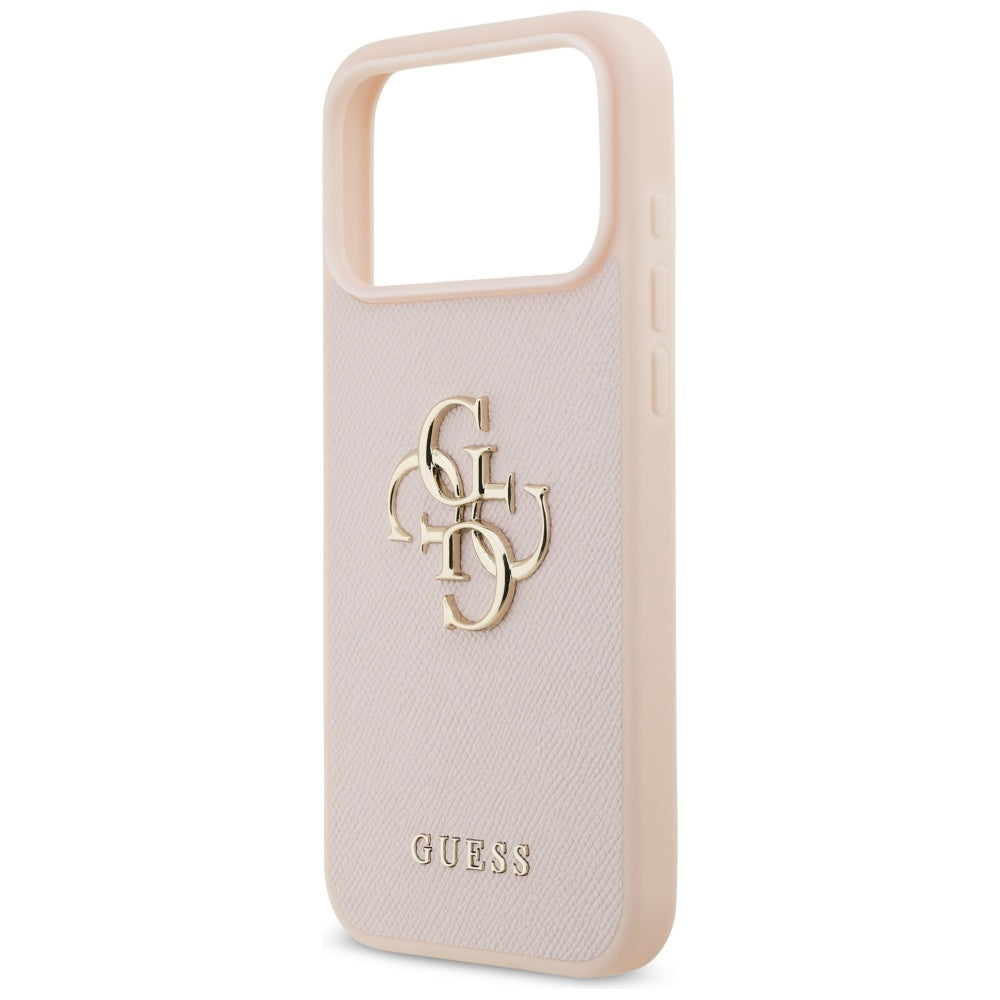 Husa pentru Apple iPhone 17 Pro Max, Guess, 4G Grained Big and Classic Logo, Roz