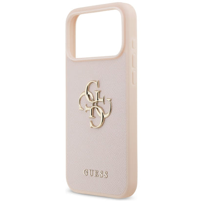Husa pentru Apple iPhone 17 Pro Max, Guess, 4G Grained Big and Classic Logo, Roz