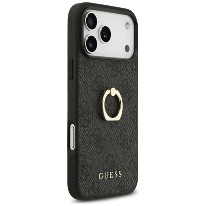 Husa pentru Apple iPhone 17 Pro Max, Guess, 4G Ring Stand, Neagra