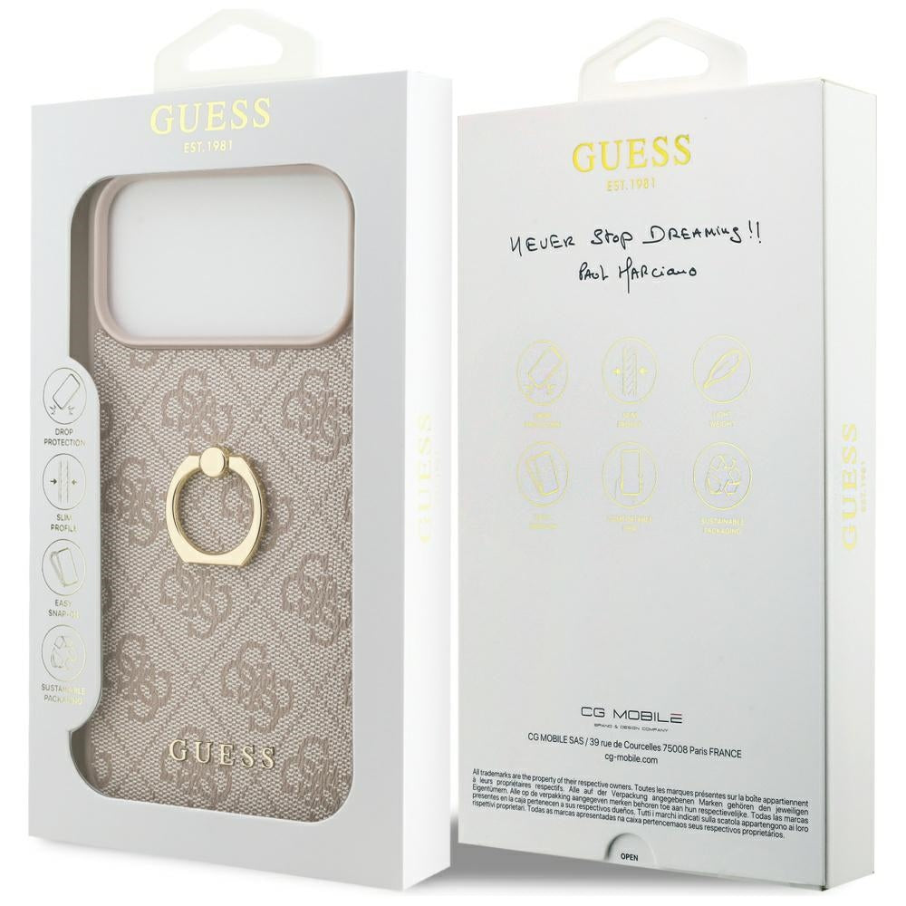 Husa pentru Apple iPhone 17 Pro Max, Guess, 4G Ring Stand, Roz
