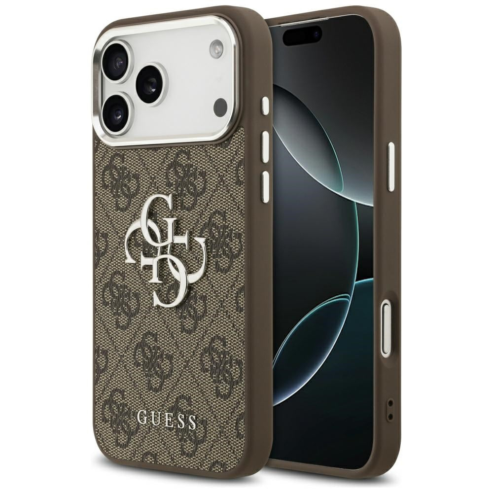 Husa pentru Apple iPhone 17 Pro Max, Guess, Big 4G Logo Classic, Maro Argintie