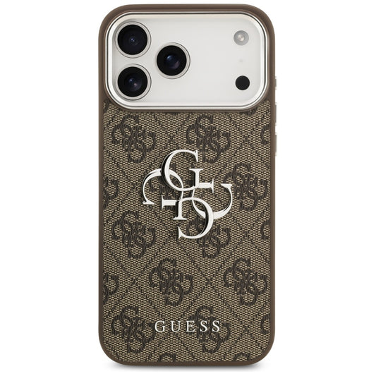 Husa pentru Apple iPhone 17 Pro Max, Guess, Big 4G Logo Classic, Maro Argintie