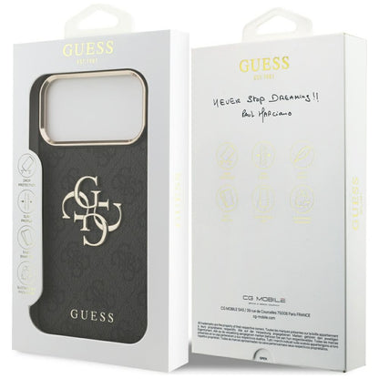 Husa pentru Apple iPhone 17 Pro Max, Guess, Big 4G Logo Classic, Neagra Aurie