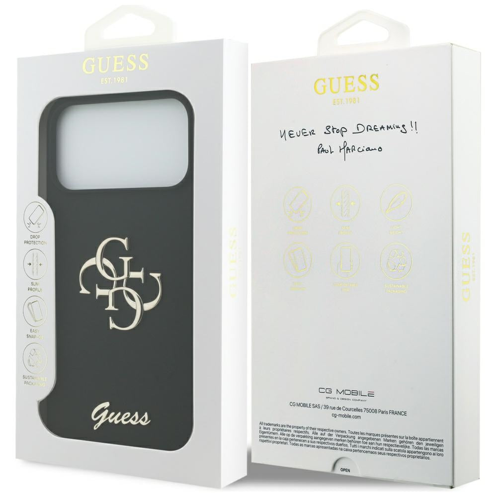 Husa pentru Apple iPhone 17 Pro Max, Guess, Big 4G Script, Neagra